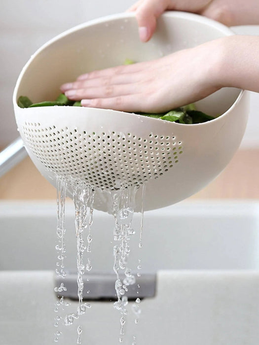 1PC-Silicone Colander Rice Bowl Drain Basket Fruit Bowl Washing Drain Basket with Handle Washing Basket Home Kitchen Organizer - Shopsta EU