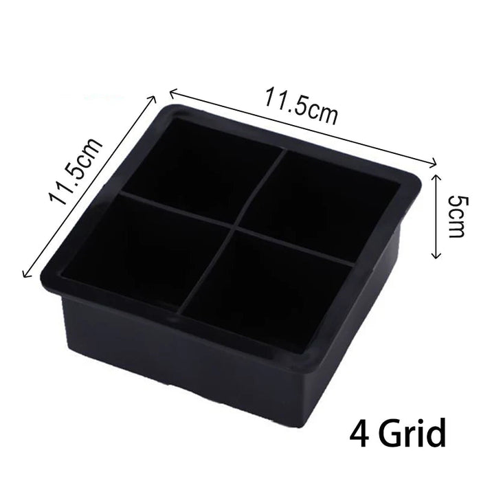 4/6/8/15 Grid Big Ice Tray Mold Box Large Food Grade Silicone Ice Cube Square Tray Mold Diy Bar Pub Wine Ice Blocks Maker Model - Shopsta EU