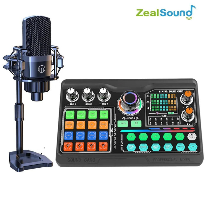 Zealsound Professional Podcast Microphone SoundCard Kit for PC Smartphone Laptop Computer Vlog Recording Live Streaming YouTube - Shopsta EU